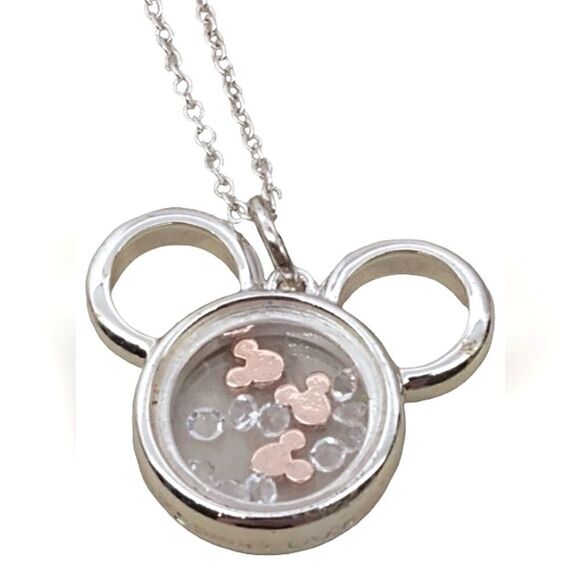 Mickey Mouse Disney  Necklace and Pendant Official Rose Gold & Silver Tone - Picture 1 of 9